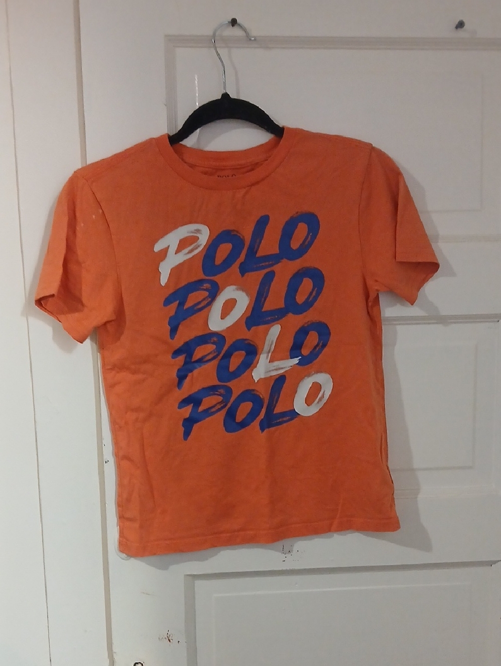 Polo by Ralph Lauren Orange Short Sleeve Tee with Blue & White Script